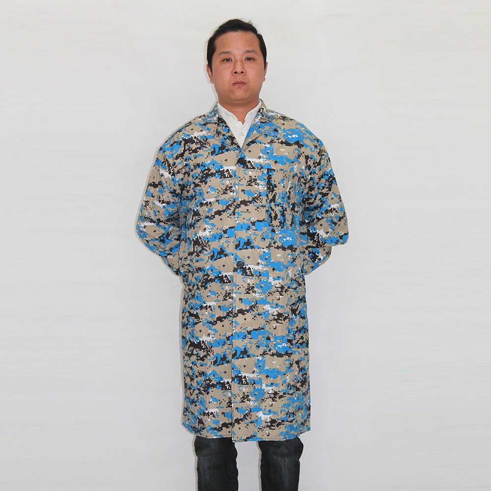 蓝电子迷彩大褂工作服